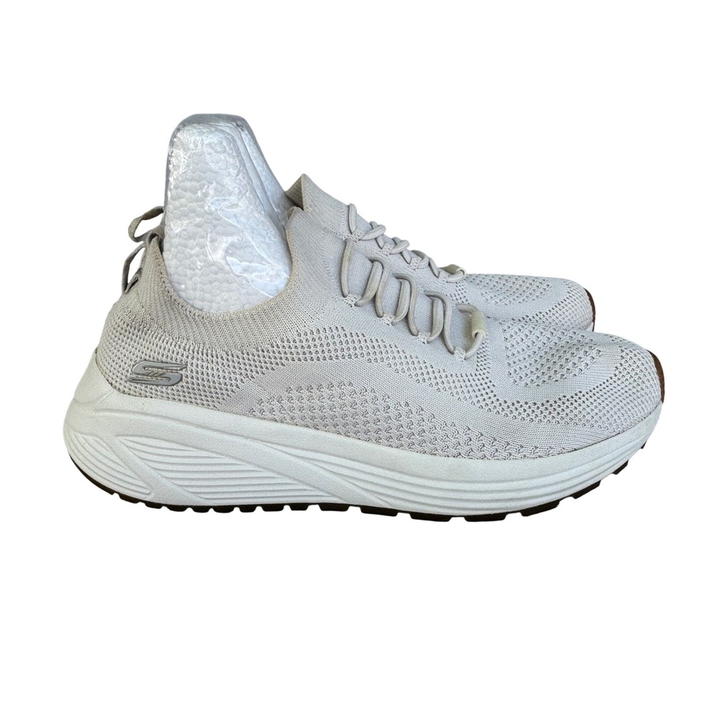 Skechers Bobs Sport Squad Off White Knit Slip On Sneakers 117027 Womens 9.5